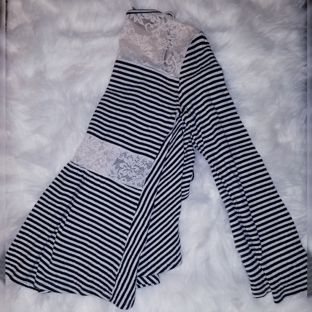 Long Sleeve Lace & Striped Cardigan Romeo & Juliet